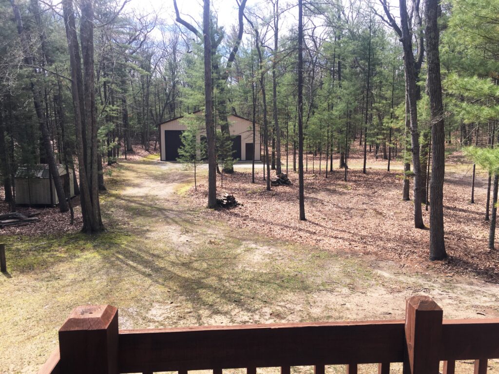 A view of a cabin from the deck.